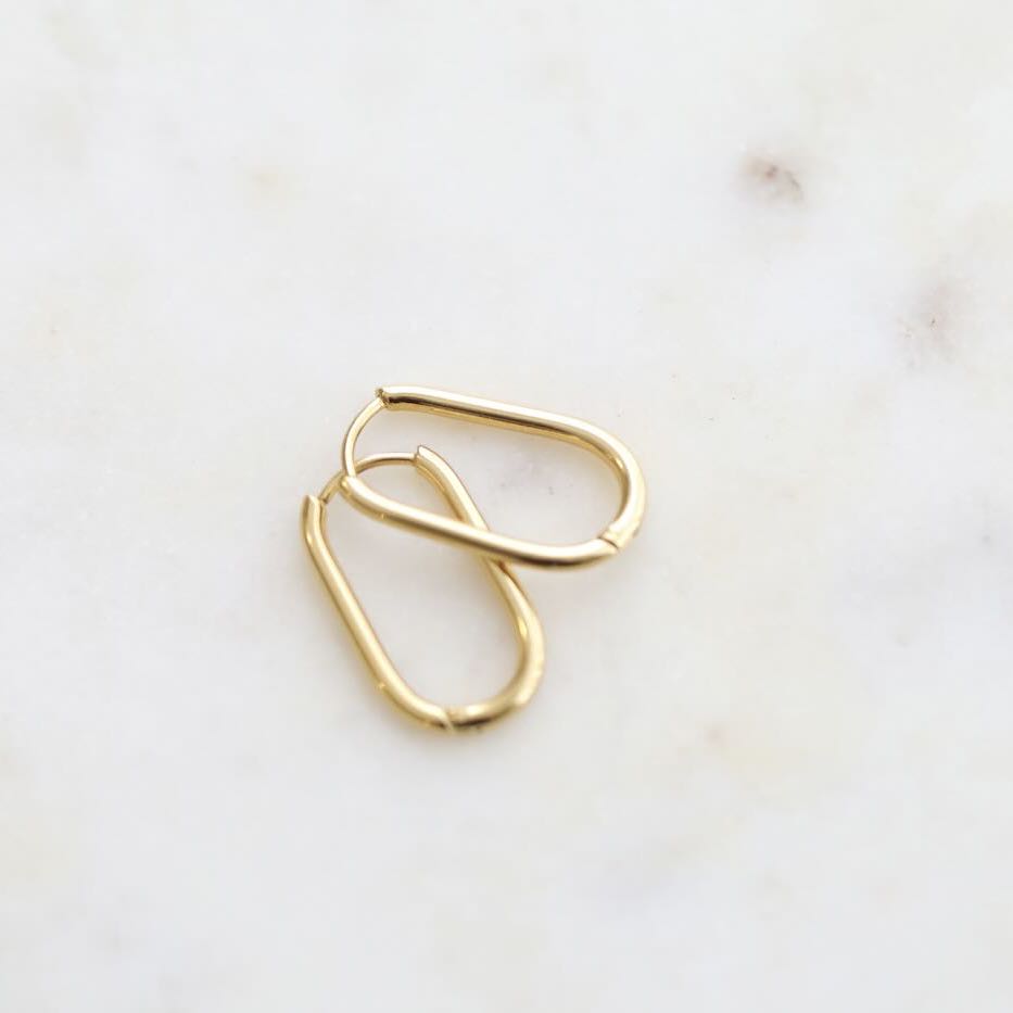 Rectangle Hoop Gold Earrings by Mrs V – 18K Gold Plated Everyday Jewellery