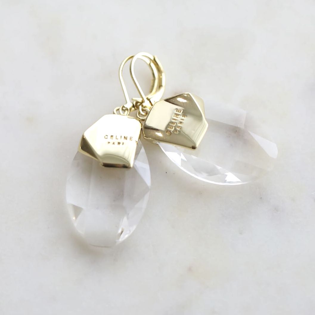 Celine Paris Crystal & Gold Earrings by Mrs V – Exquisite Parisian Jewellery
