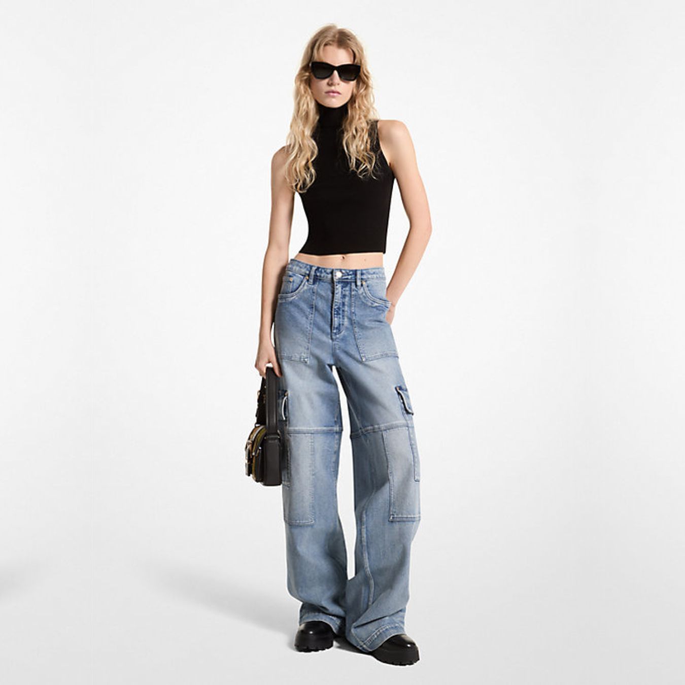 Wide-Leg Cargo Jeans