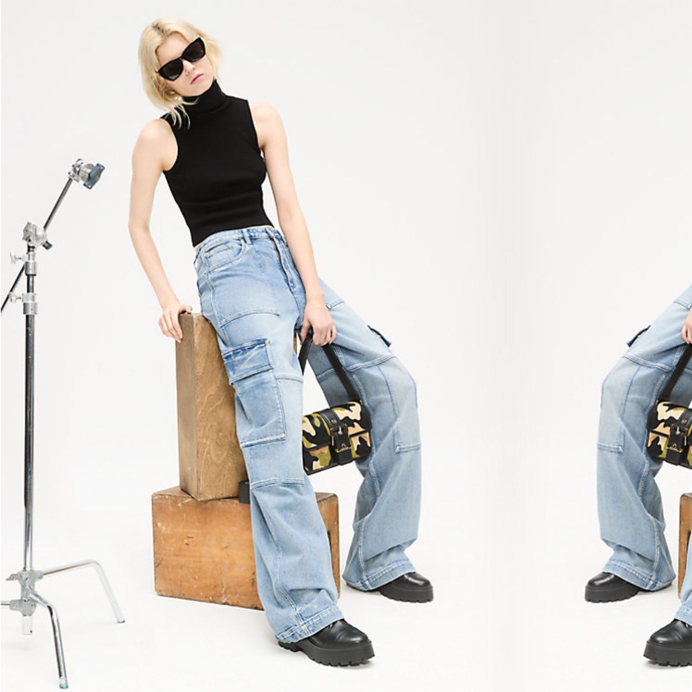 Wide-Leg Cargo Jeans