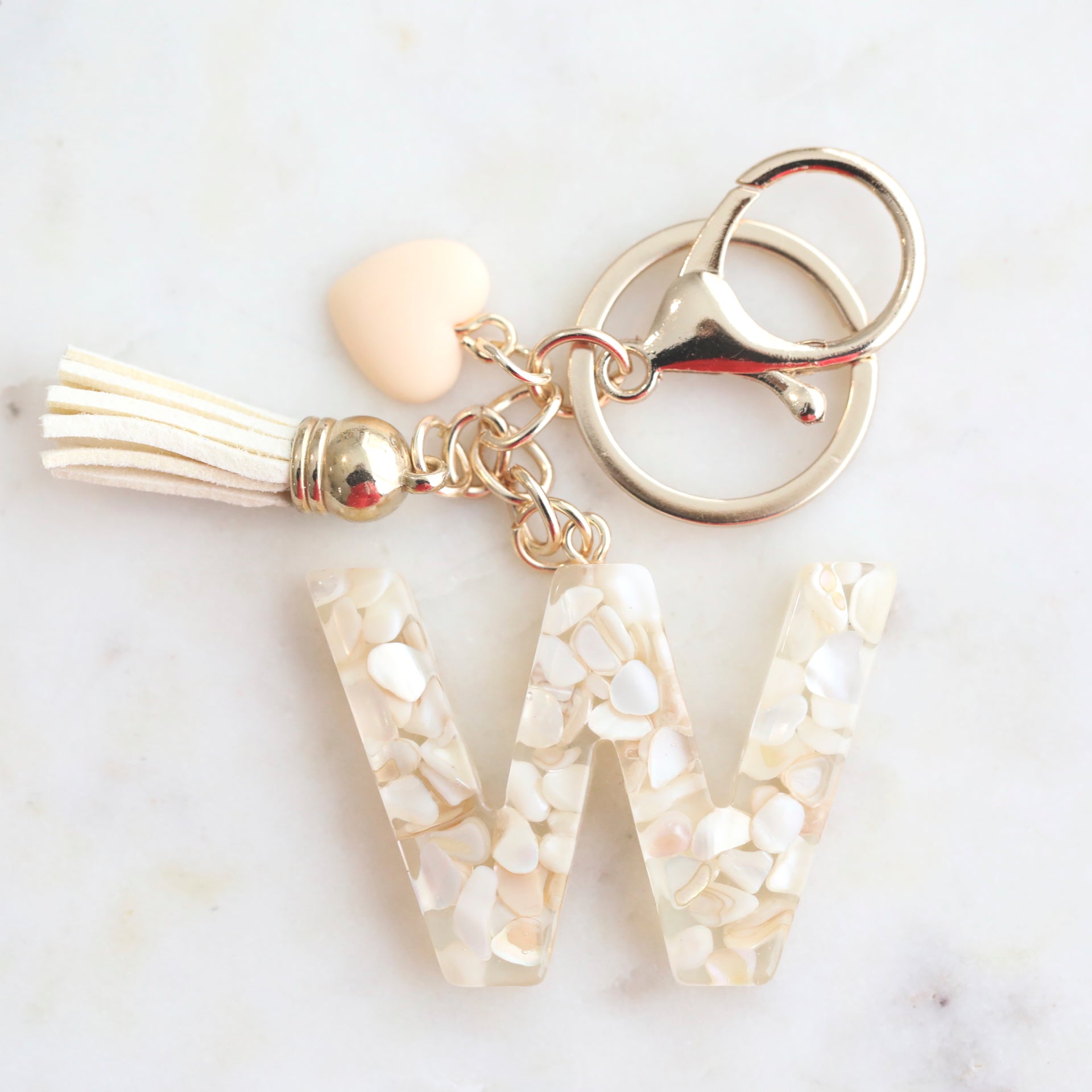 Crystal & Mother of Peal Shell inlaid Key Ring