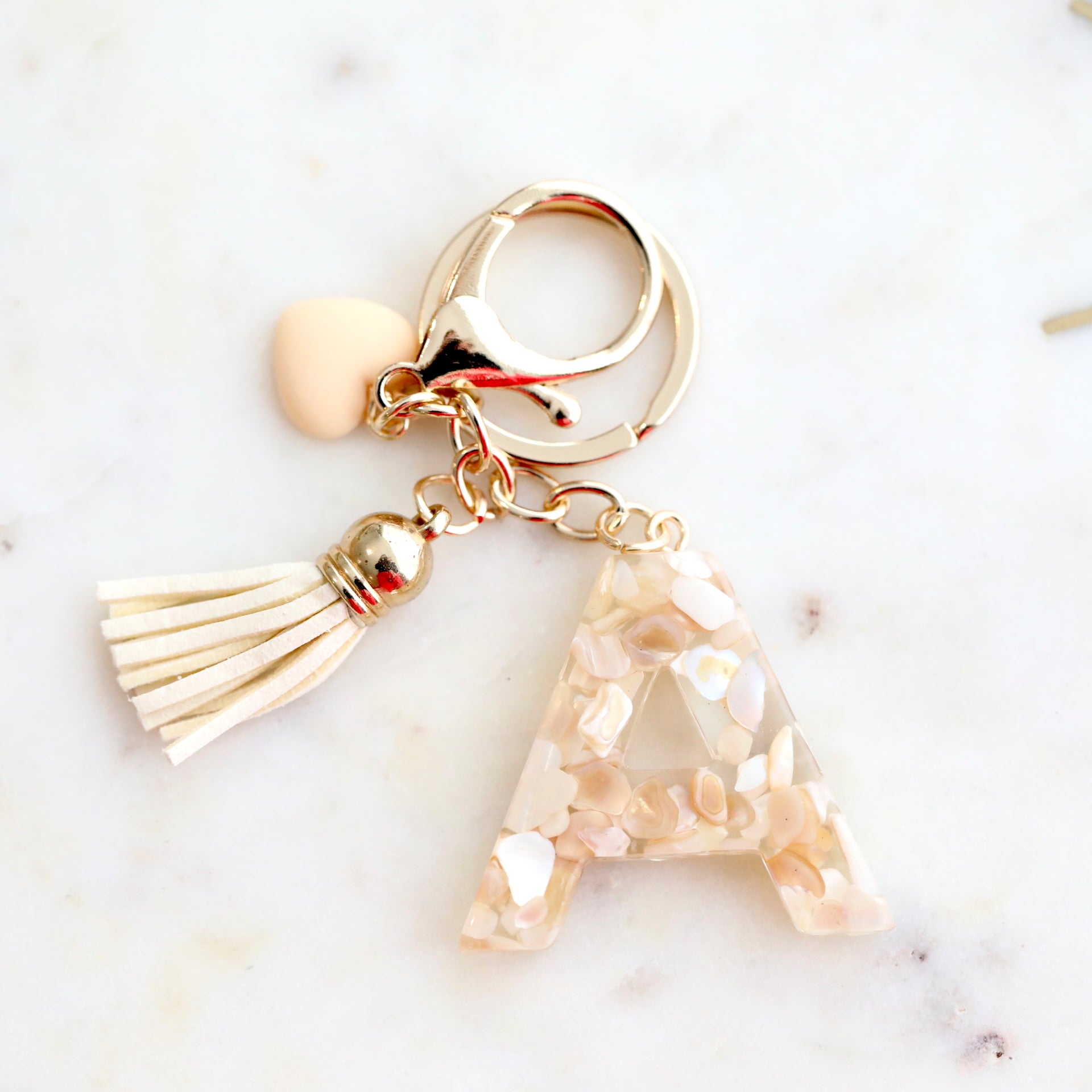 Crystal & Mother of Peal Shell inlaid Key Ring