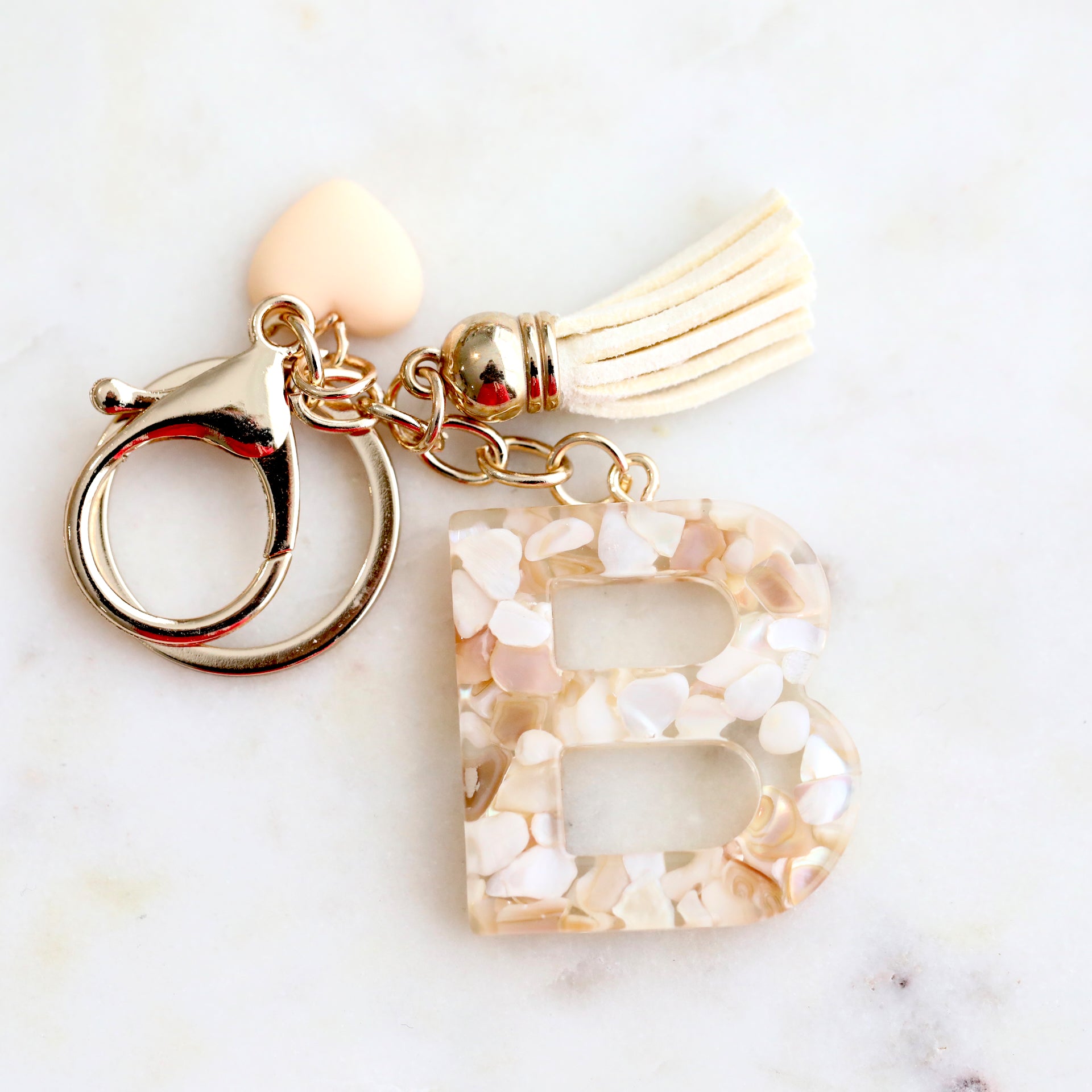 Crystal & Mother of Peal Shell inlaid Key Ring