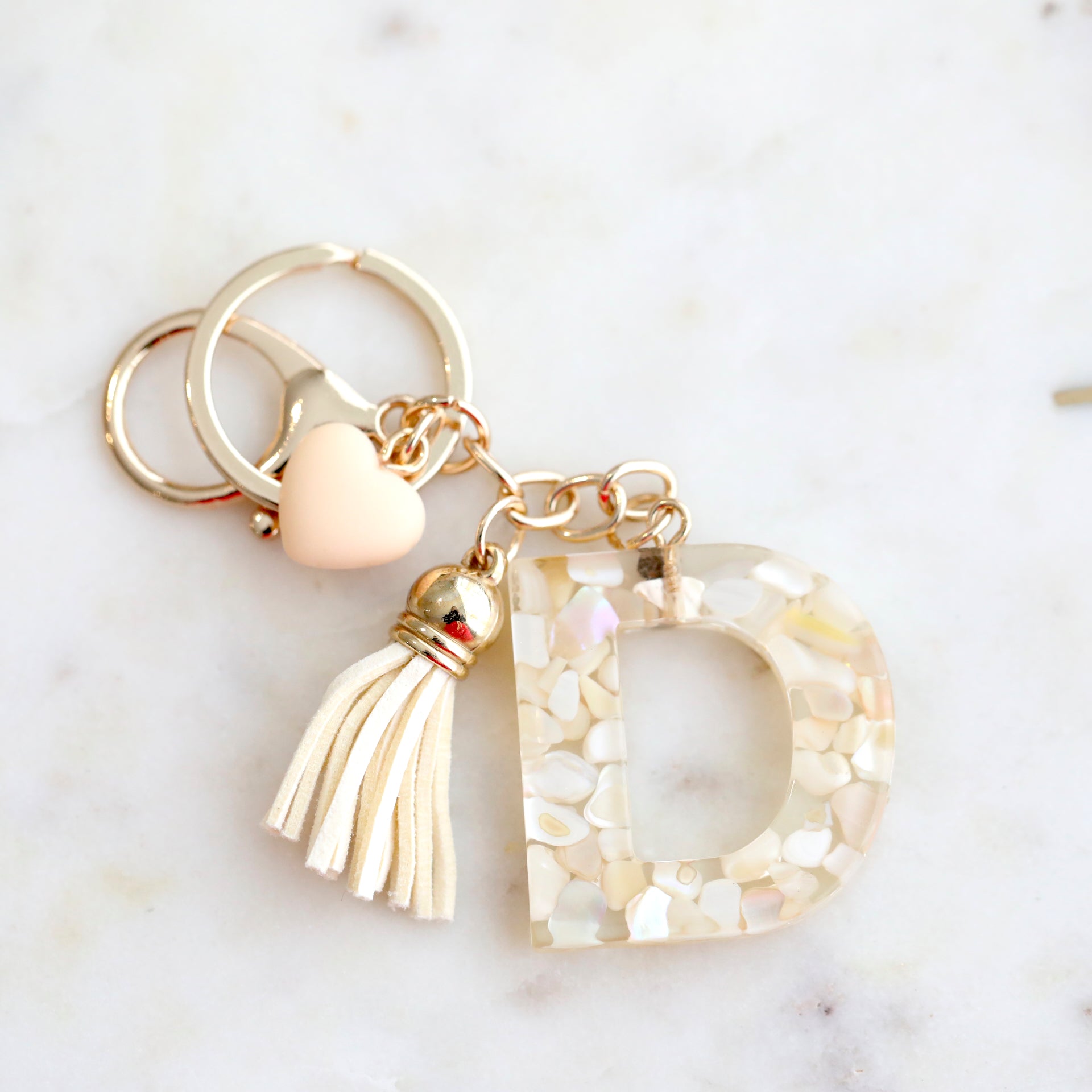 Crystal & Mother of Peal Shell inlaid Key Ring