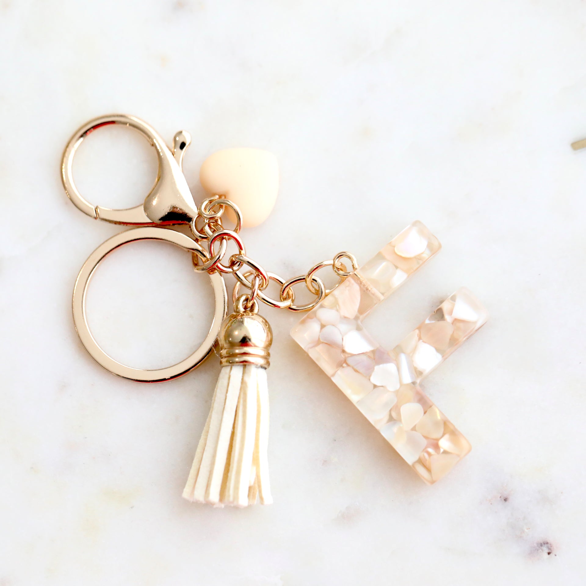 Crystal & Mother of Peal Shell inlaid Key Ring