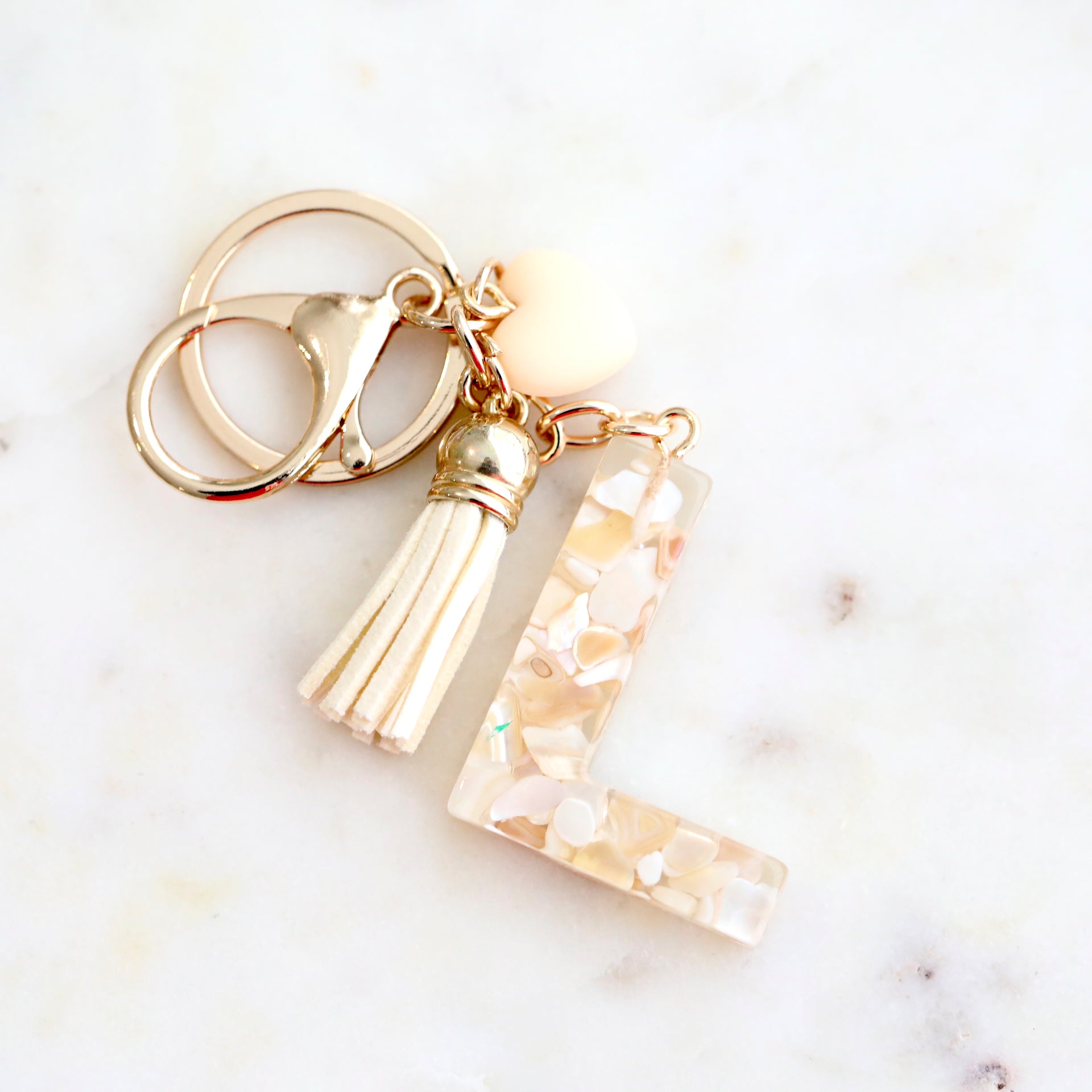 Crystal & Mother of Peal Shell inlaid Key Ring