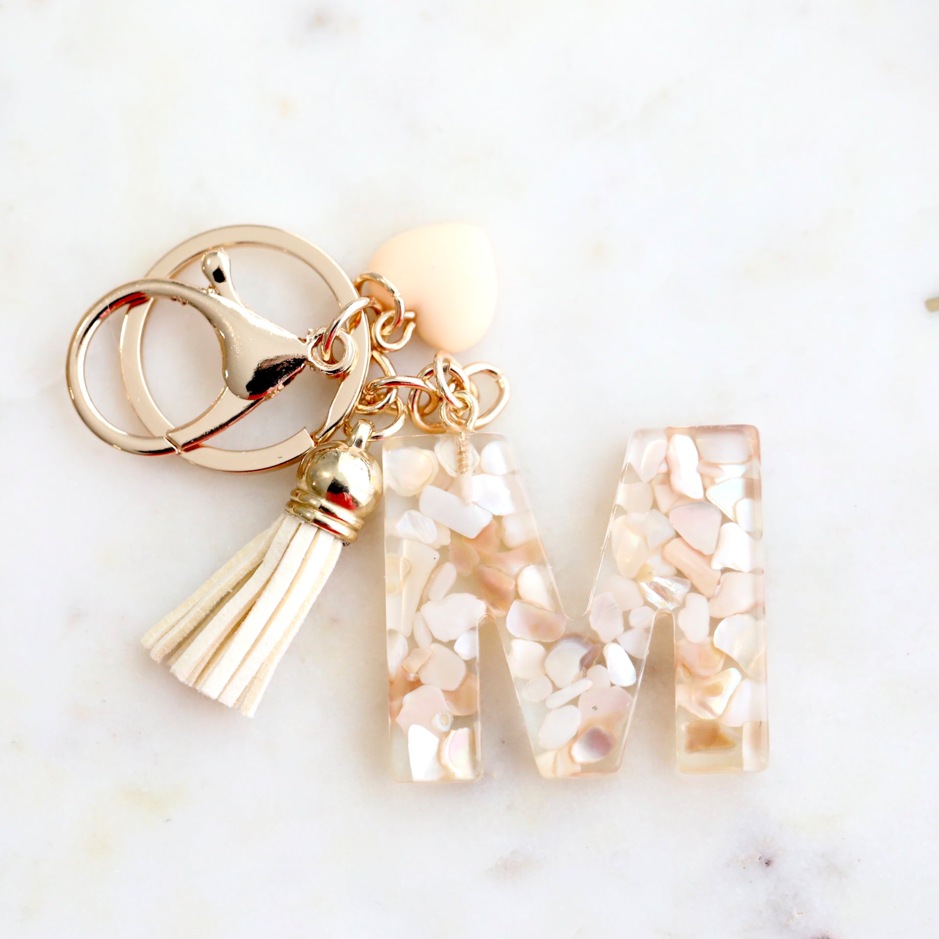 Crystal & Mother of Peal Shell inlaid Key Ring