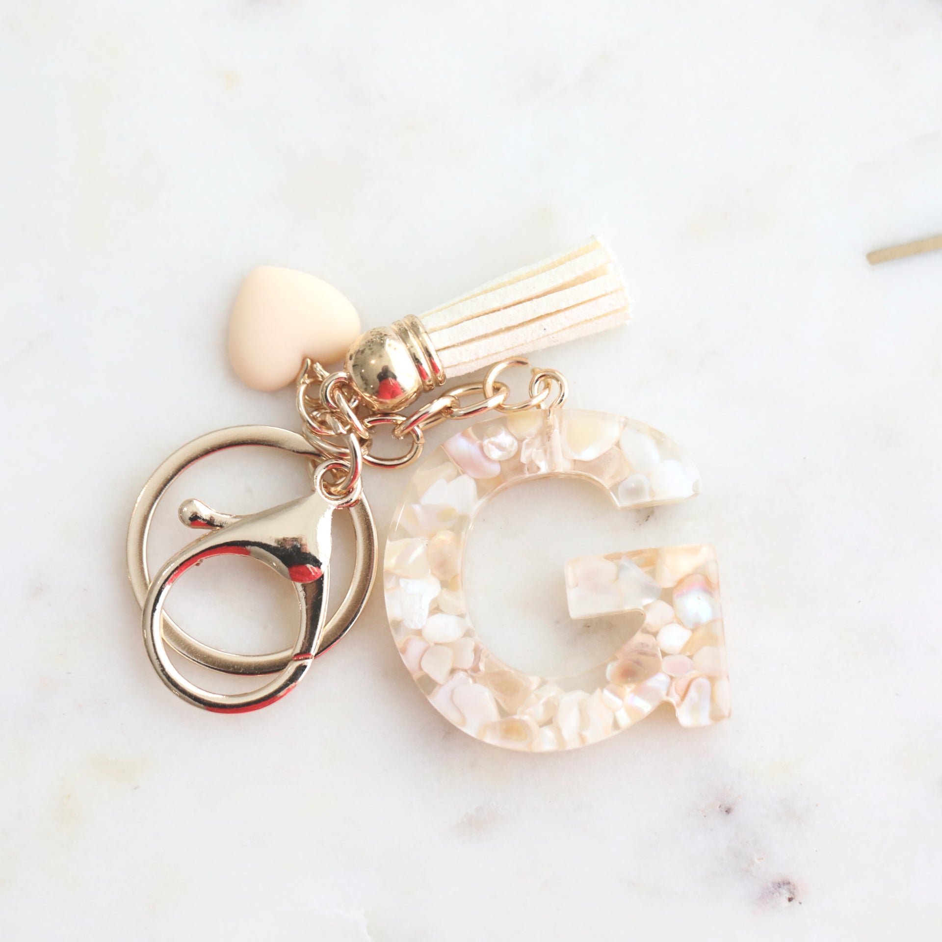 Crystal & Mother of Peal Shell inlaid Key Ring