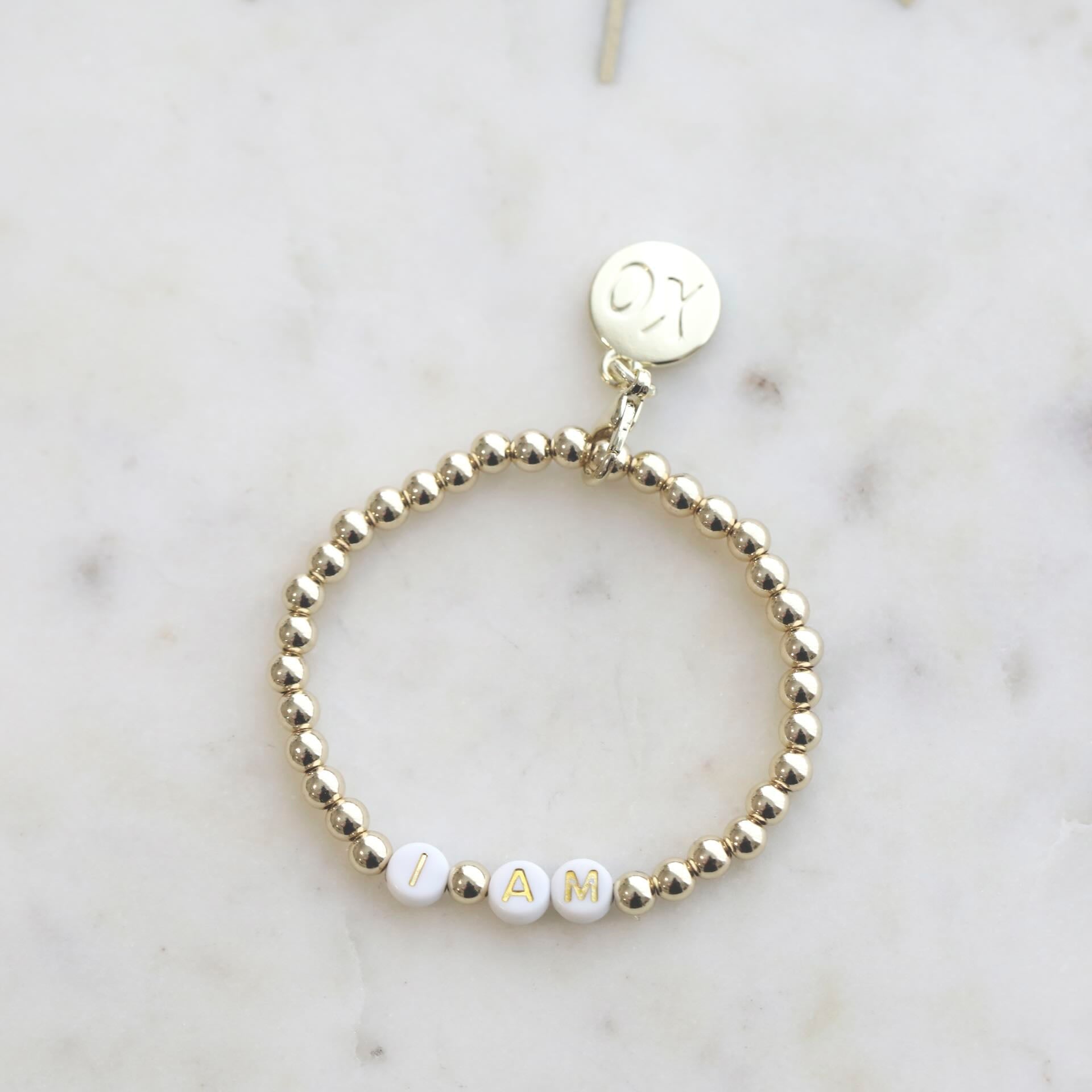 Close-up of 'I AM' Affirmation Bracelet from AGERICH by Mrs V
