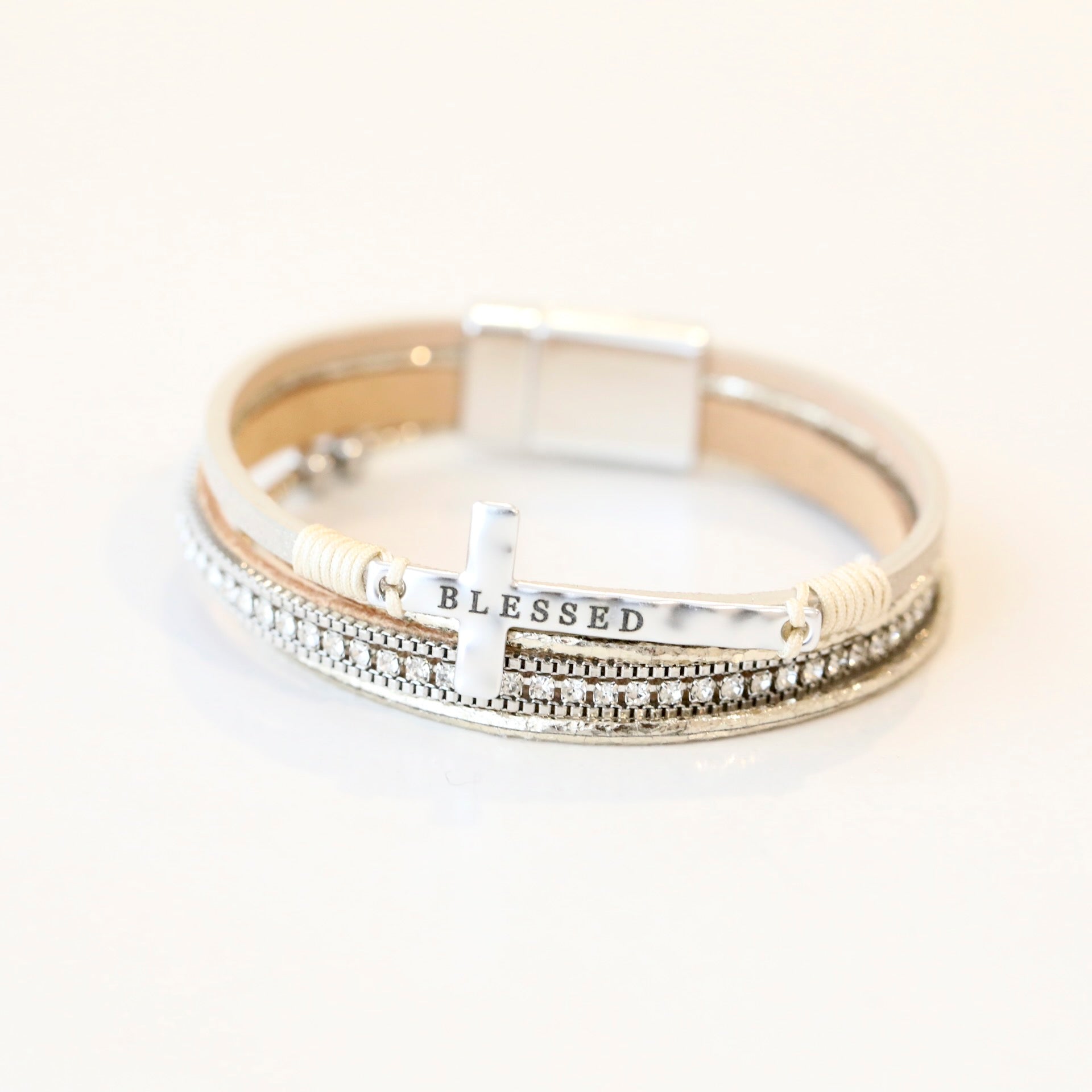 'Blessed' Cross Bracelet