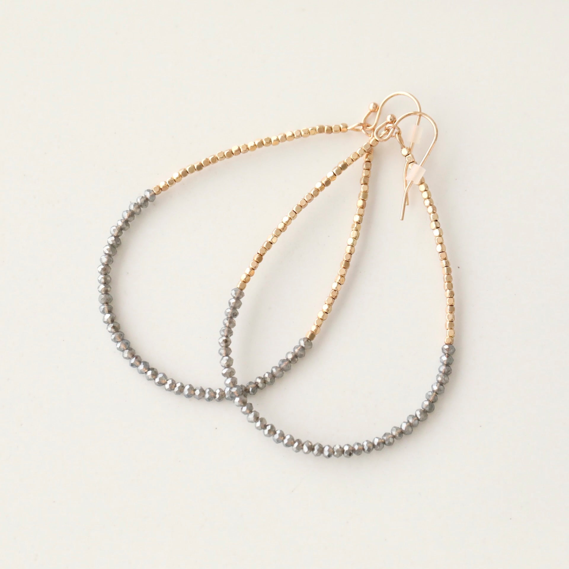 Beaded Large Teardrop Shaped Earrings