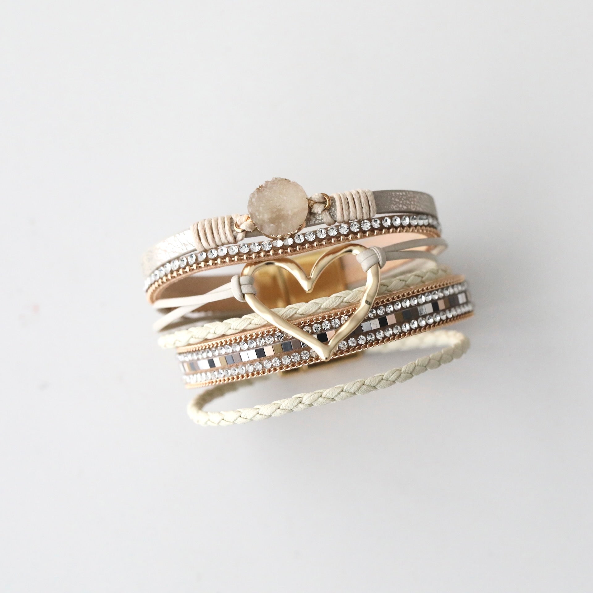 Natural Leather Heart Cuff