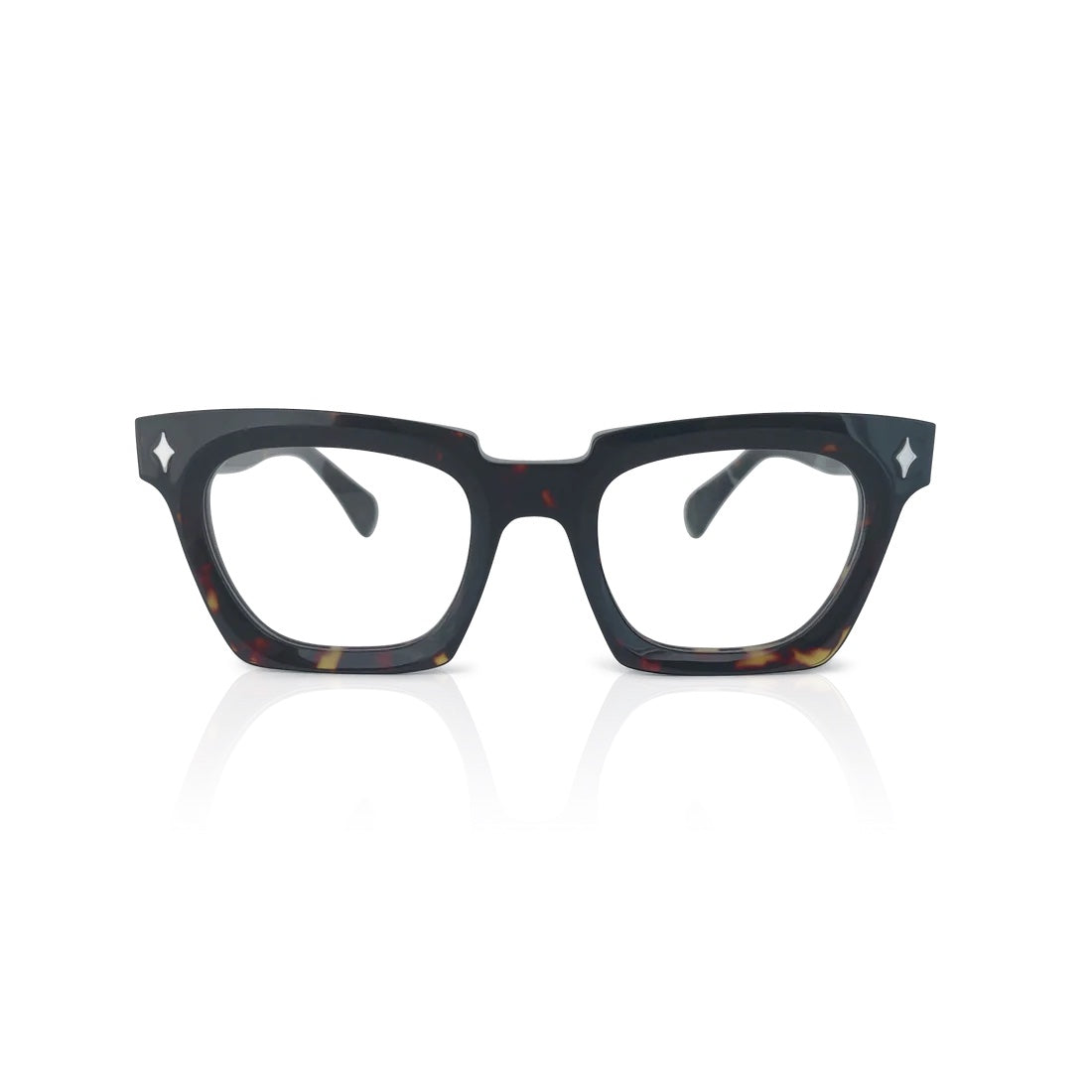 Mrs V Eyewear 'Diamond' - Luxurious Handmade Acetate Optical Glasses with Stainless Steel Finish