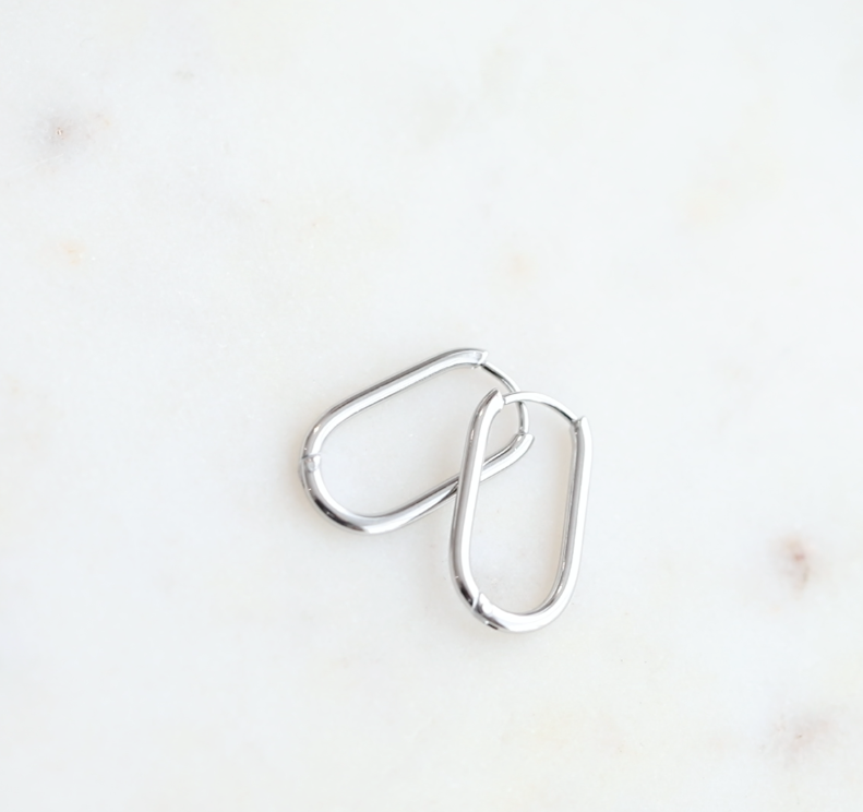 Rectangle Hoop Silver Earrings by Mrs V – Stylish Everyday Jewellery