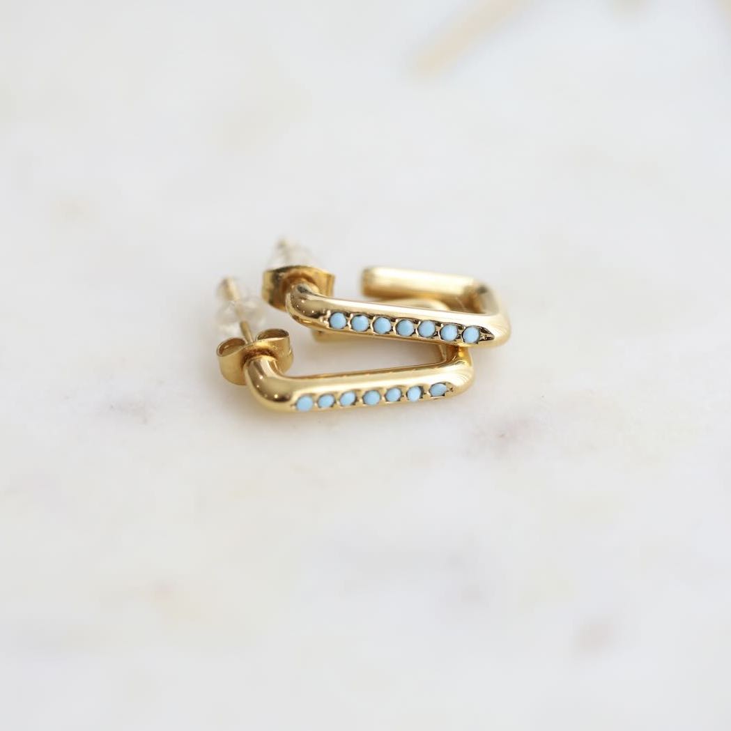 Turquoise & Gold Earrings by Mrs V – Elegant 18K Gold Plated Jewellery