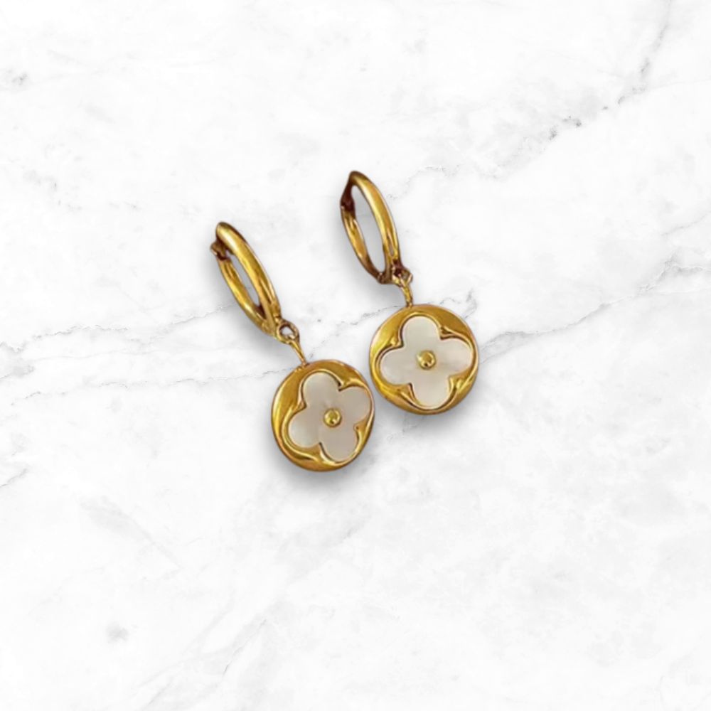 Flower Circle Drop Earrings by Mrs V – Elegant 18K Gold Plated Jewellery