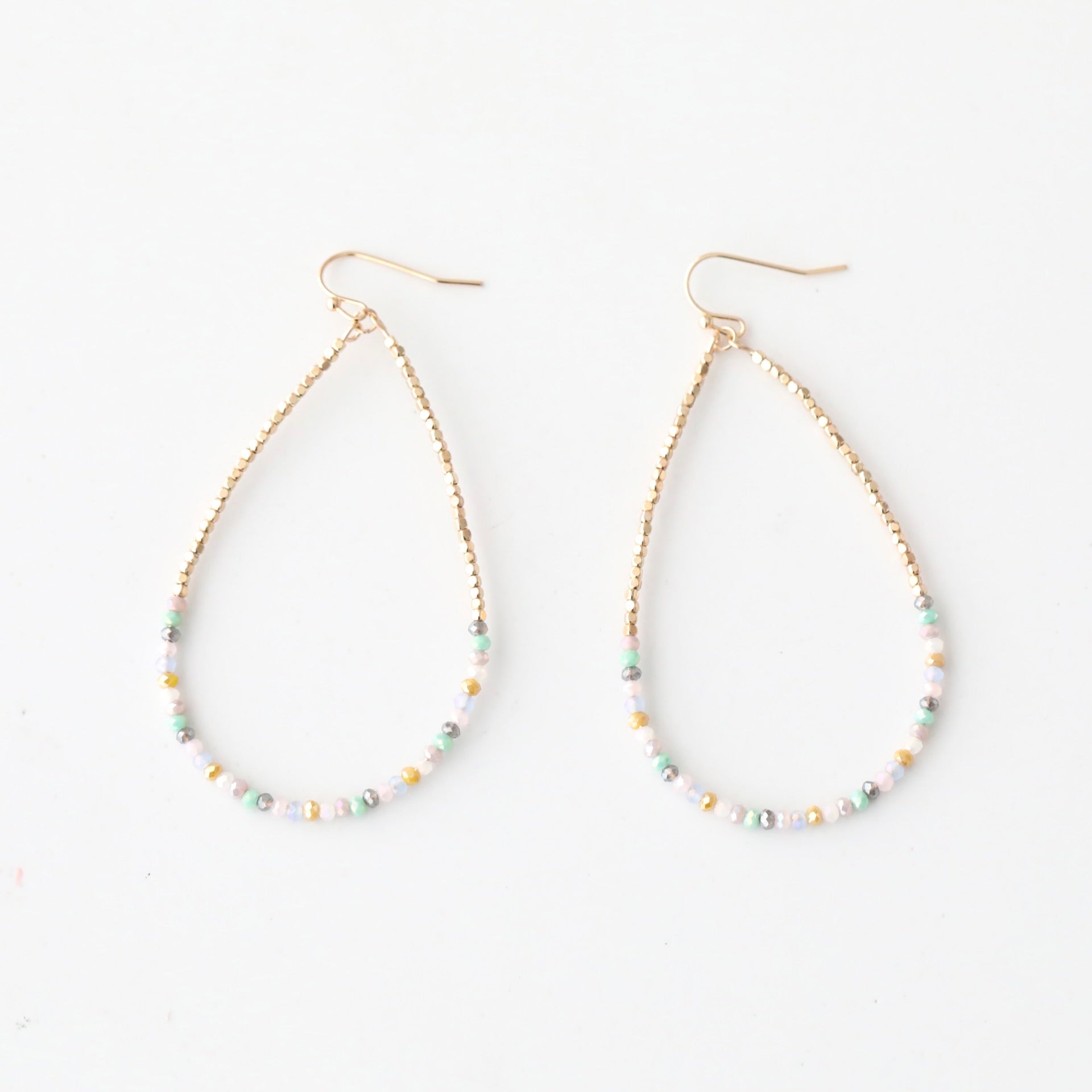 Beaded Large Teardrop Shaped Earrings