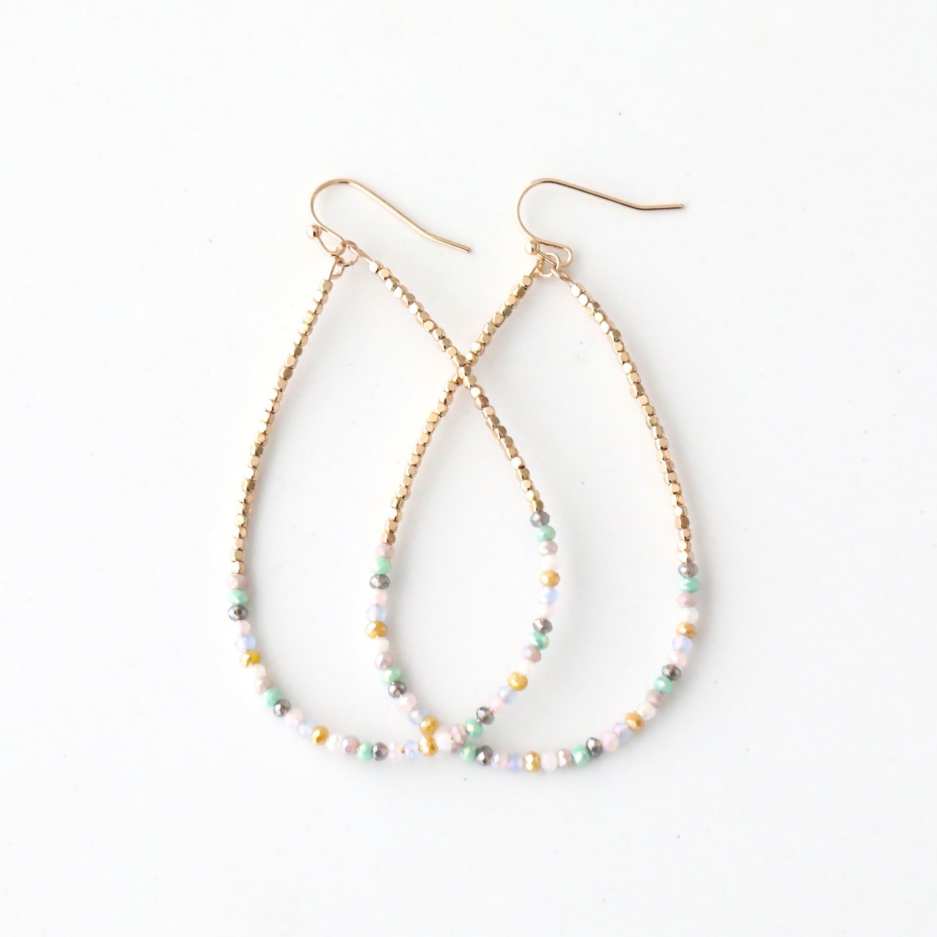 Beaded Large Teardrop Shaped Earrings