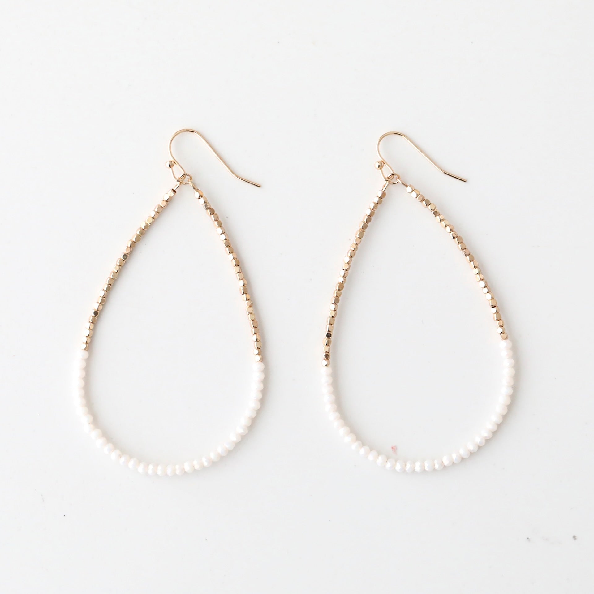 Beaded Large Teardrop Shaped Earrings