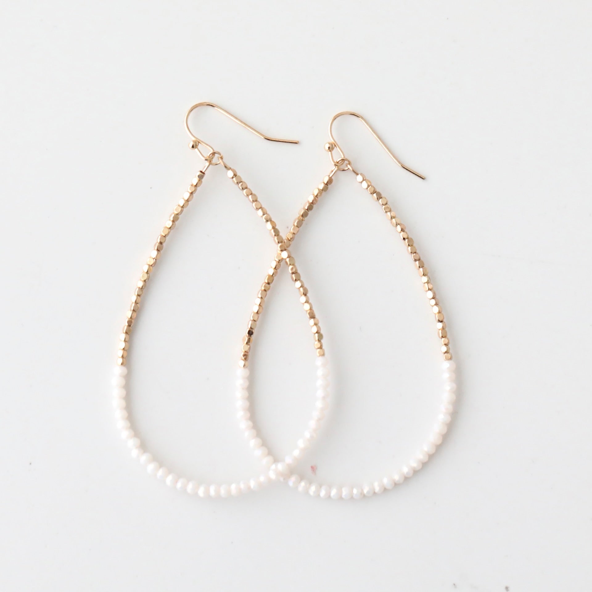 Beaded Large Teardrop Shaped Earrings
