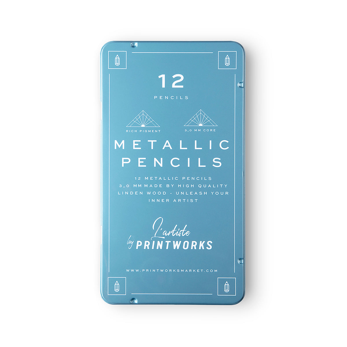 Metallic Coloured Pencil Set in Stylish Metal Blue Case – Ideal for Artists