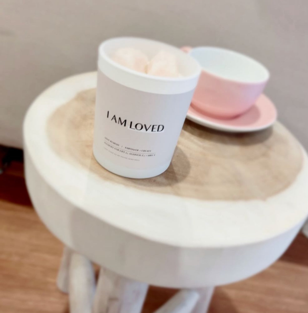 I am Loved Rose Quartz Crystal Candle from AGERICH by Mrs V – Soy Wax Candle with Coconut Lime Fragrance