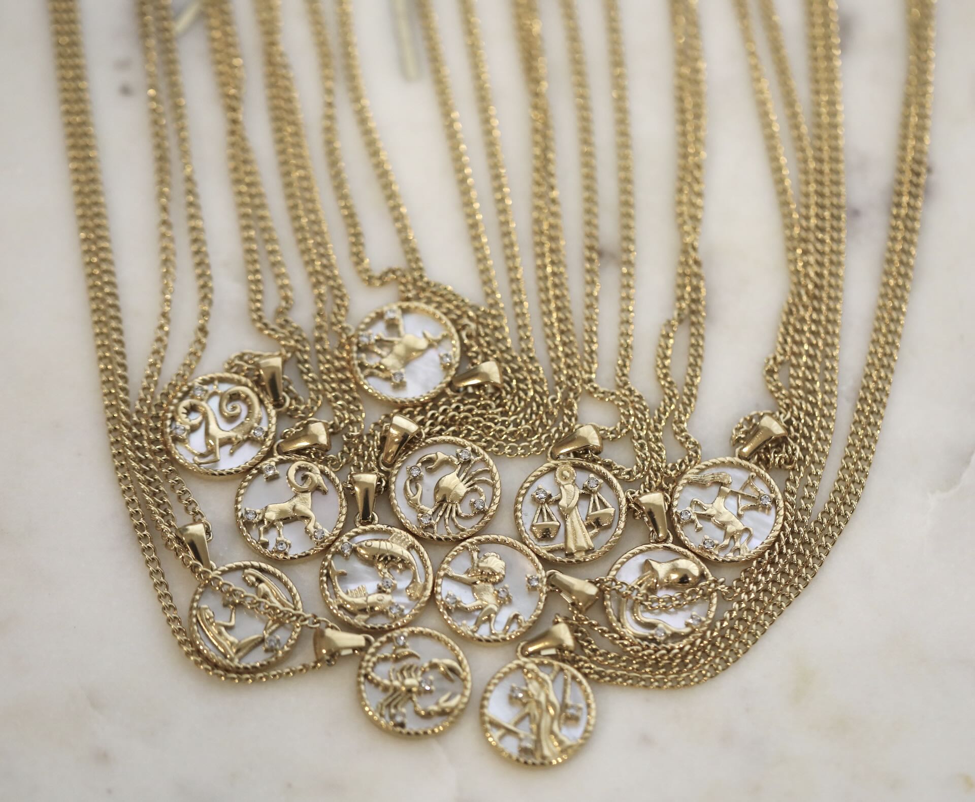 Mother of Pearl Zodiac Double-Sided Necklace main image 1