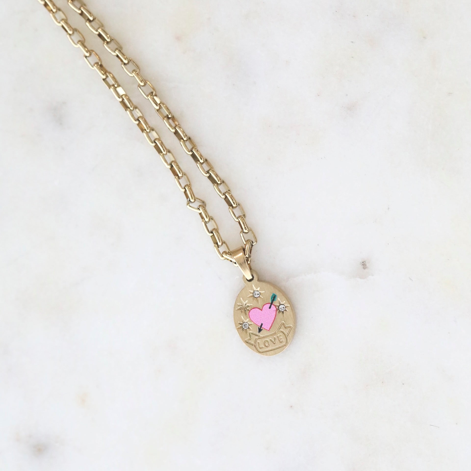 Arrow & Heart Enamel Star Pendant