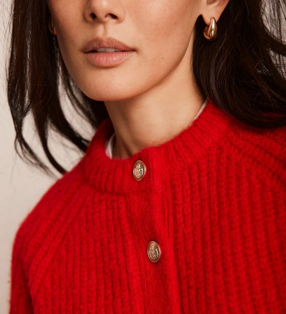 Red Knitted Wool Blend Caridgan