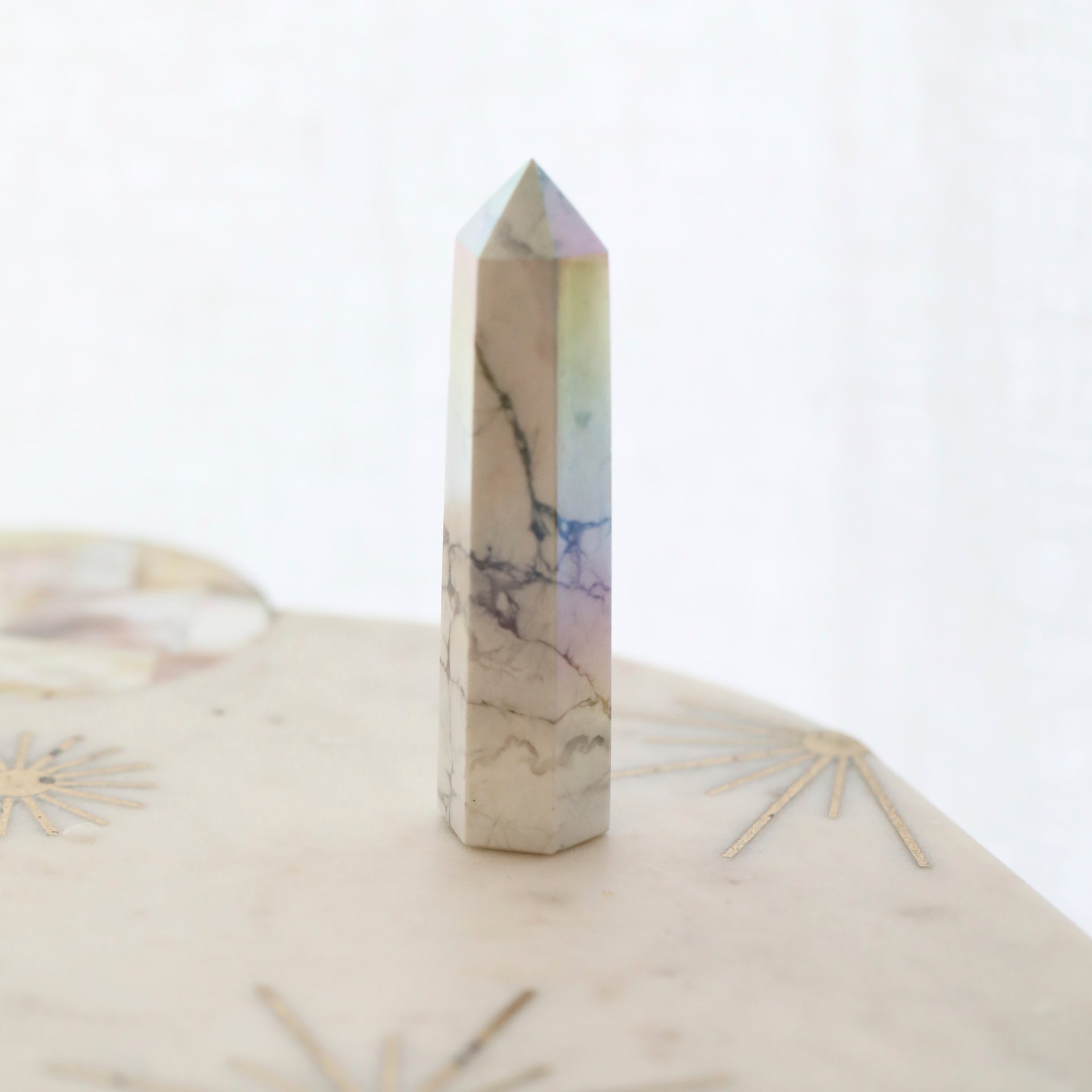Angel Aura Howlite Tower by Mrs V – Calming and Balancing Crystal
