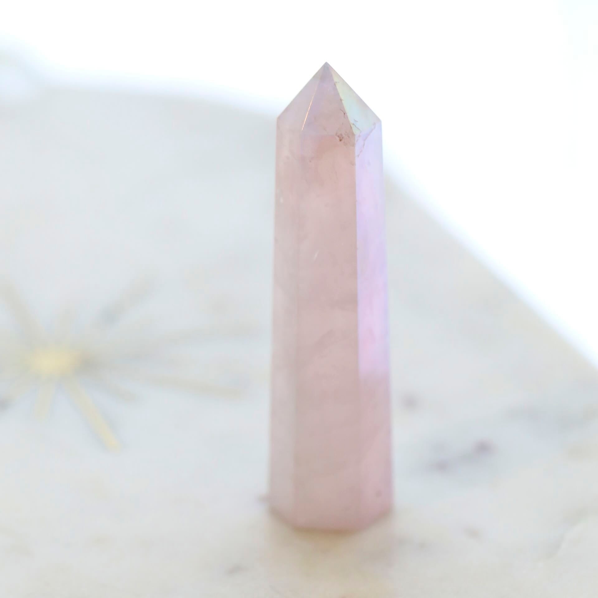 Angel Aura Rose Quartz Tower by Mrs V – Heart Chakra Healing and Positive Energy