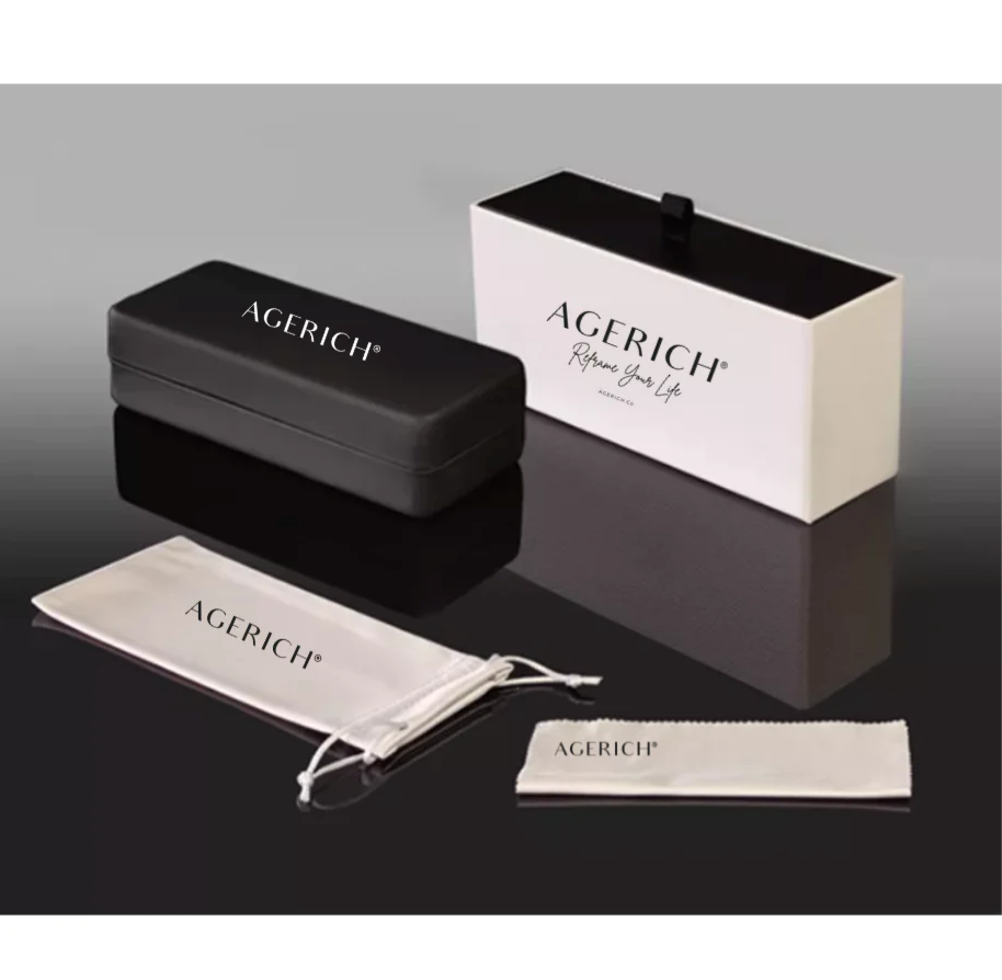 Mrs V Eyewear 'Blushing Cat' - Black and White Draw-Opening Packing Glasses Box
