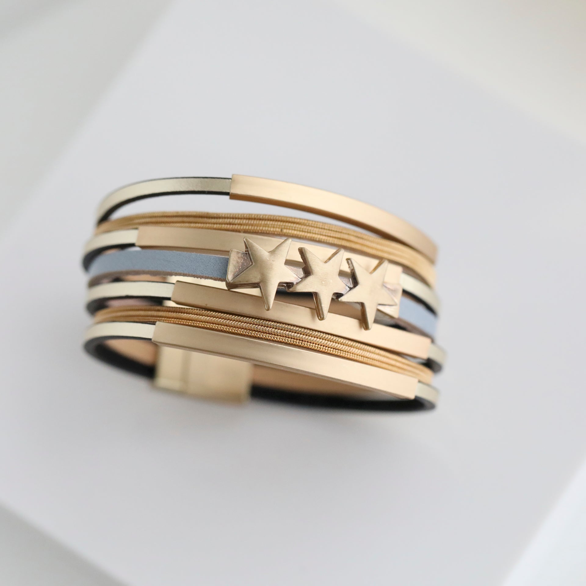 Natural Leather Star Cuff