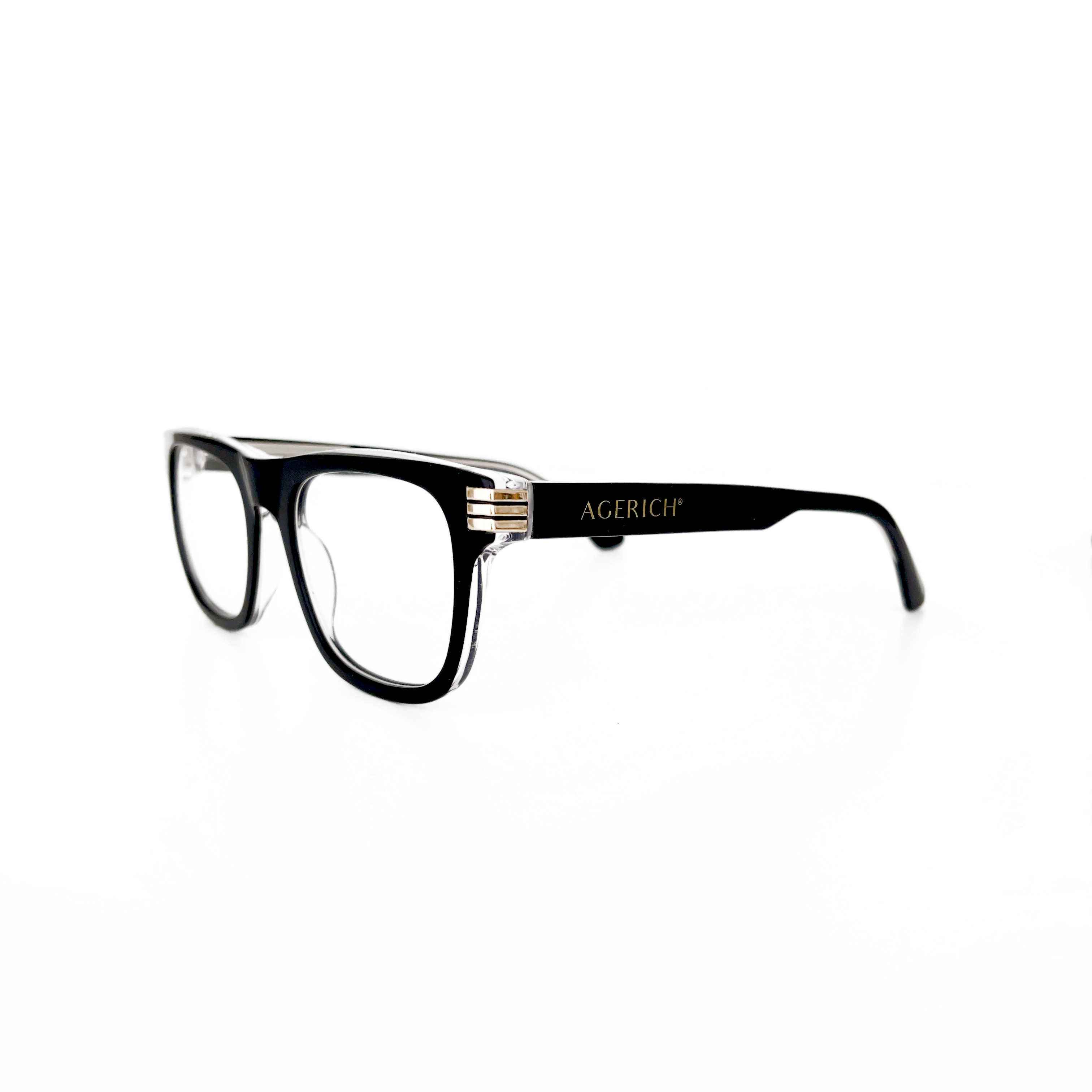 Close-Up of Mrs V Eyewear 'Problem Solver' - Detailed View of the Handmade Acetate Frame and Stainless Steel Hinges