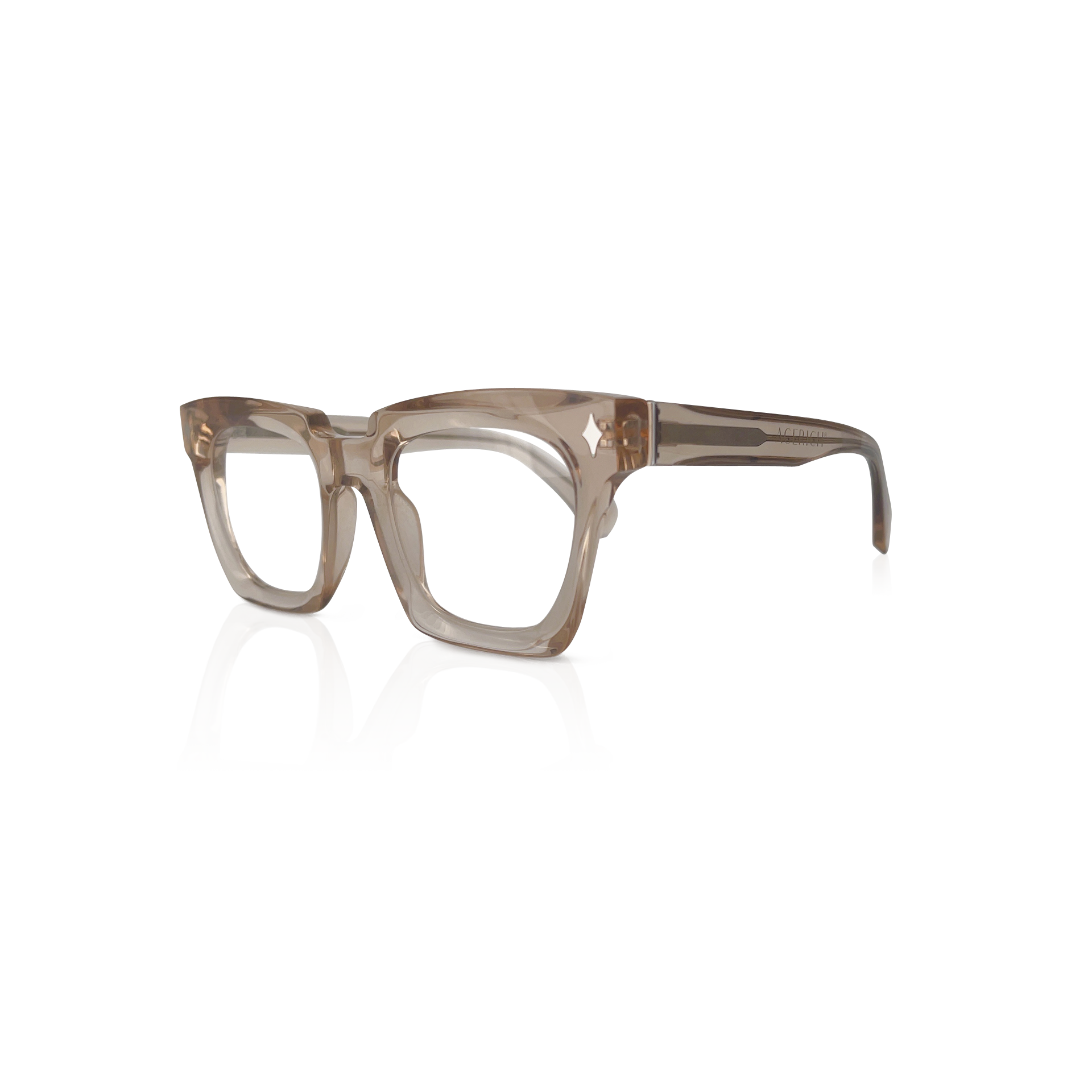 Angle View of Mrs V Eyewear 'Sage Diamond' - Featuring Stainless Steel Hinges and Refined Design