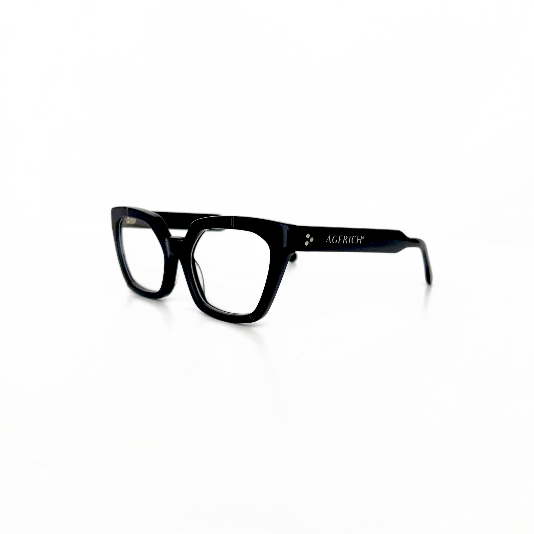 Close-Up of Mrs V Eyewear 'No Wing Man' - Detailed View of the Handmade Acetate Frame and Stainless Steel Hinges