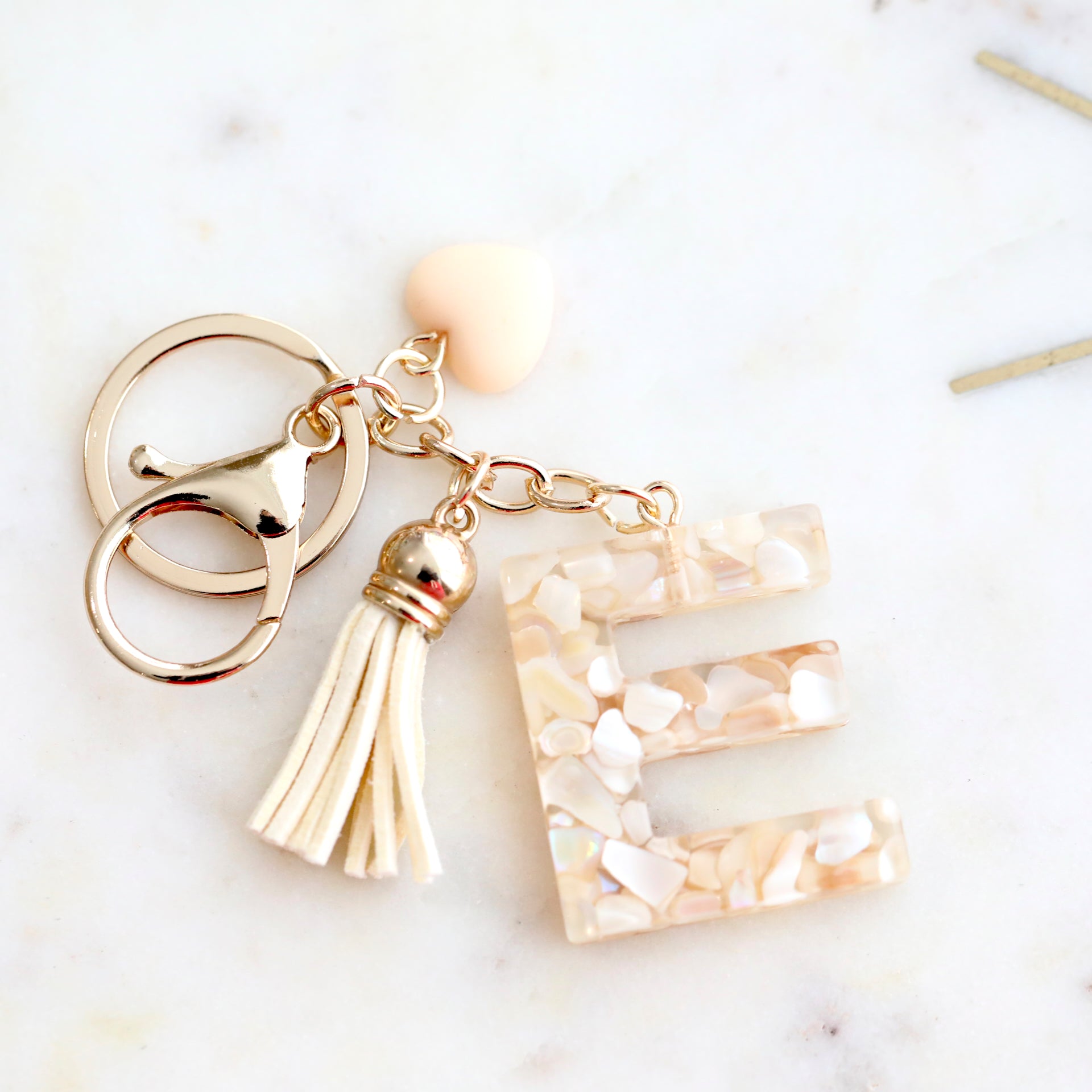 Crystal & Mother of Peal Shell inlaid Key Ring