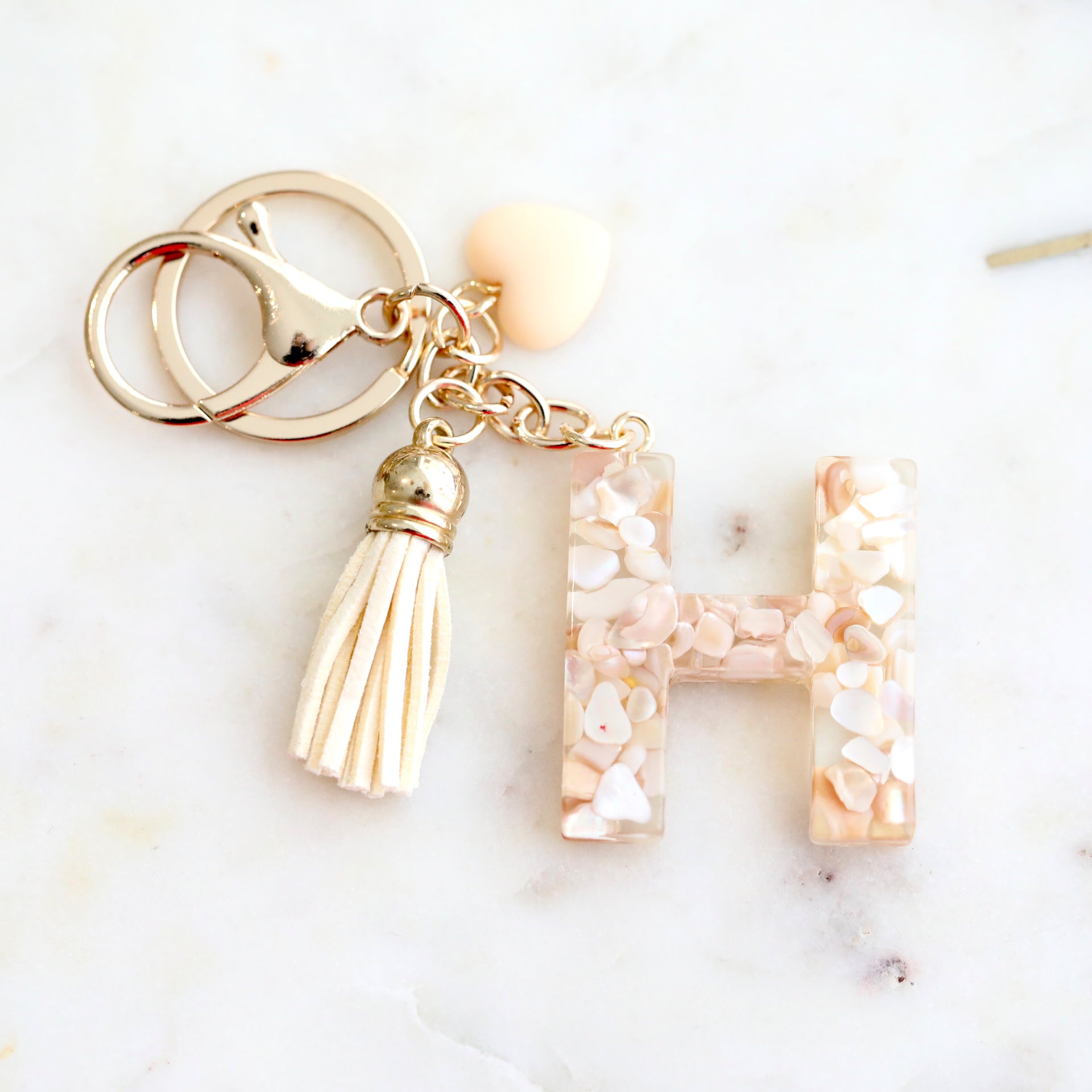 Crystal & Mother of Peal Shell inlaid Key Ring