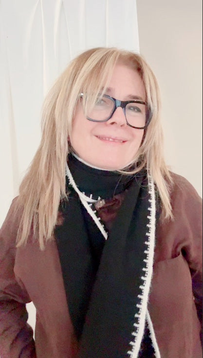 Black & Cream Stitch Wool Blend Scarf