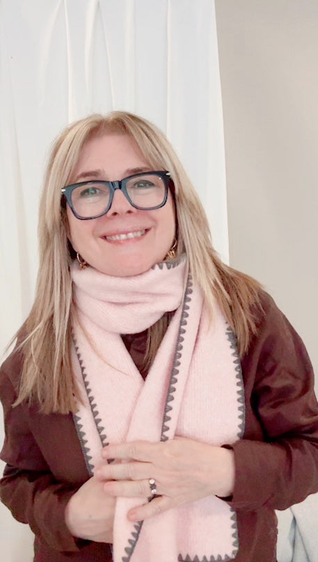 Pink Stitch Wool Blend Scarf
