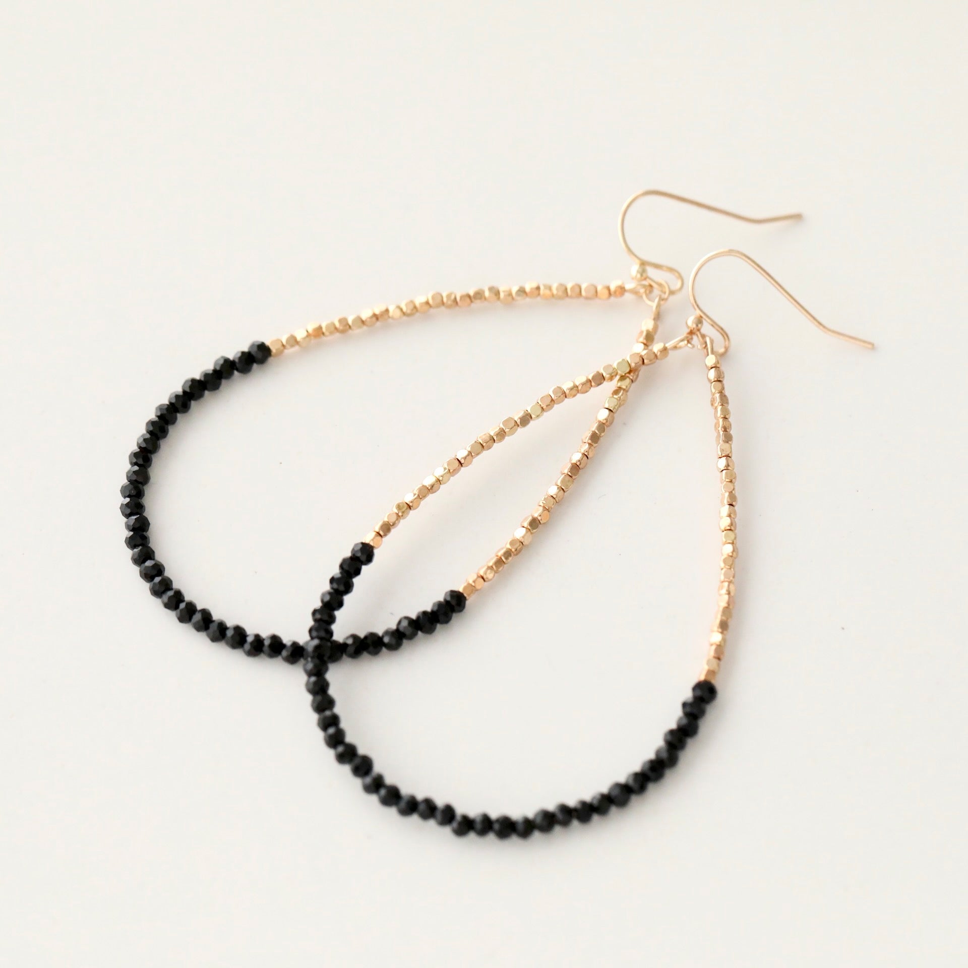 Beaded Large Teardrop Shaped Earrings