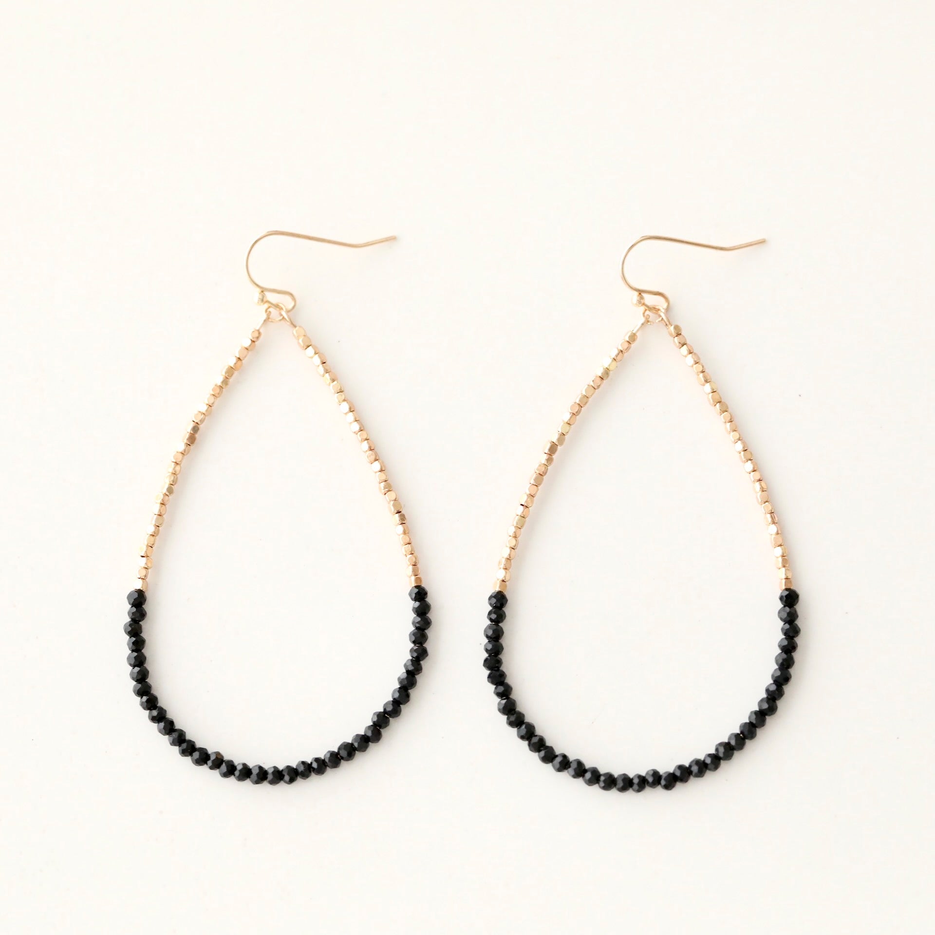 Beaded Large Teardrop Shaped Earrings