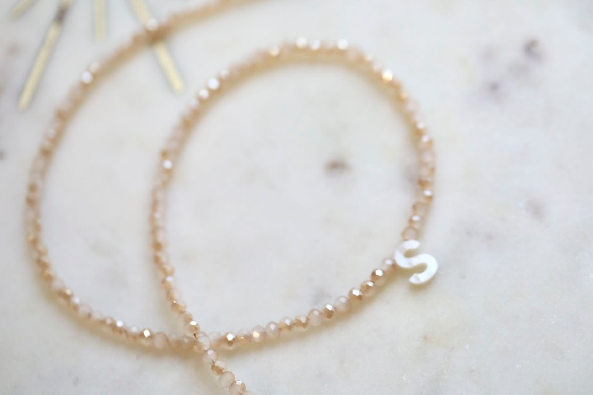 Mother of Pearl Letter Bead Necklace by Mrs V – Personalized Jewelry