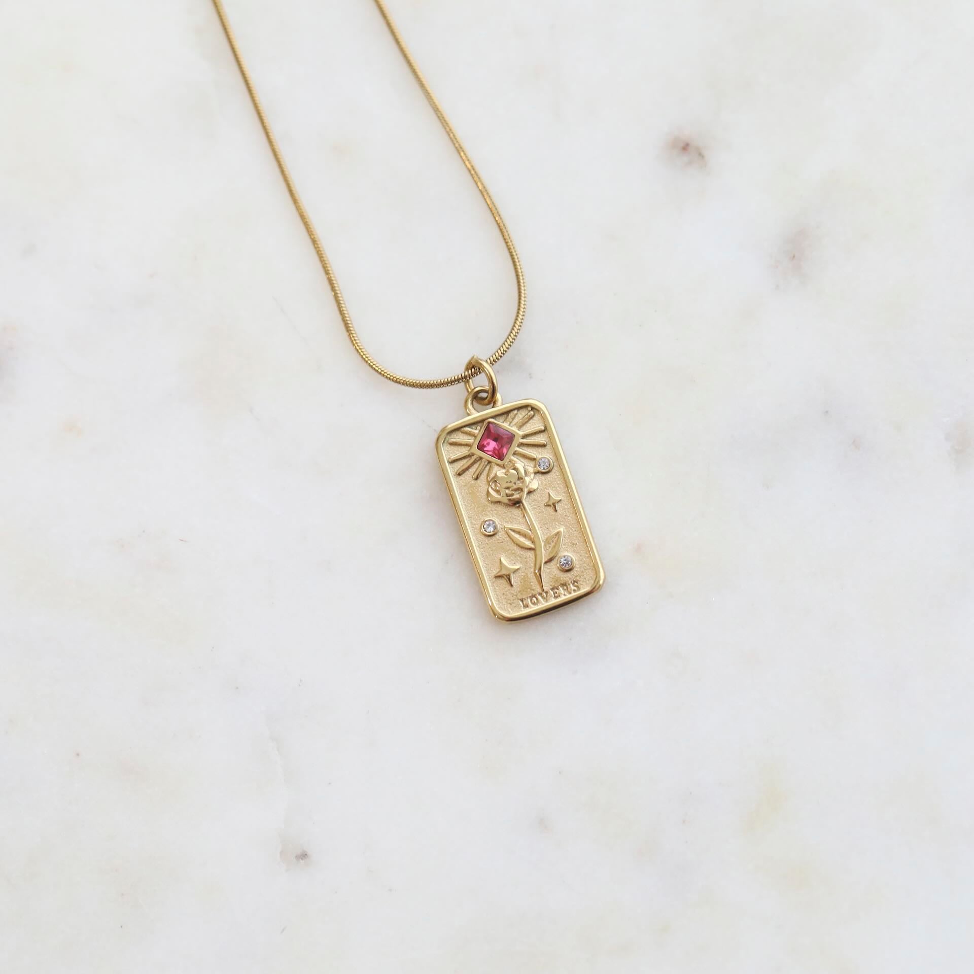 Lovers Tarot Card Pendant Necklace in 18K Gold by Mrs V